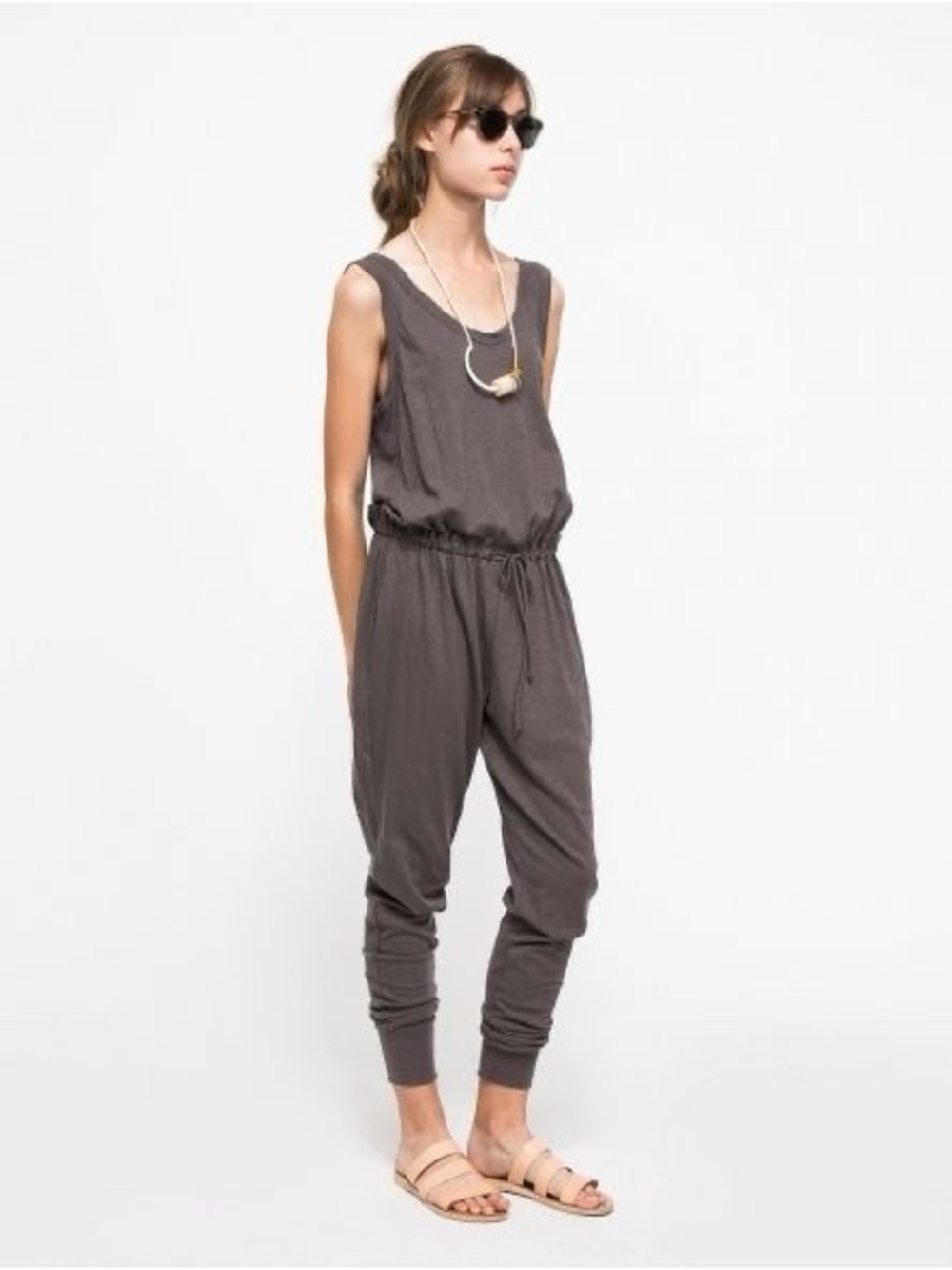 Anthropologie loungewear, jumpsuit . Adjustable drawstring waist. Soft gray.